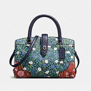 COACH MERCER SATCHEL FLORAL PRINTED LEATHER Purse Satchel Bag